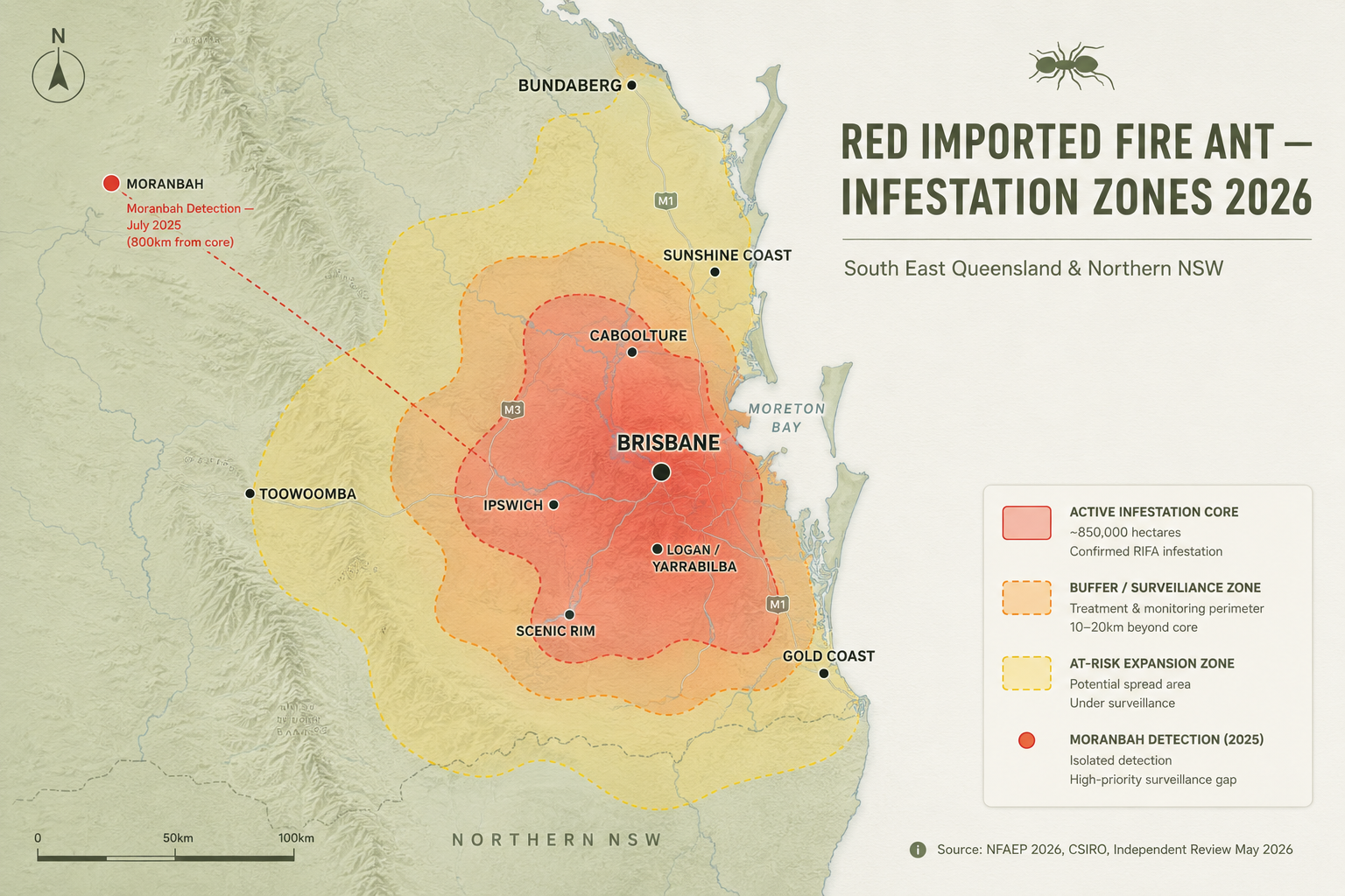 Red Imported Fire Ant Infestation Zones 2026 — South East Queensland and Northern NSW